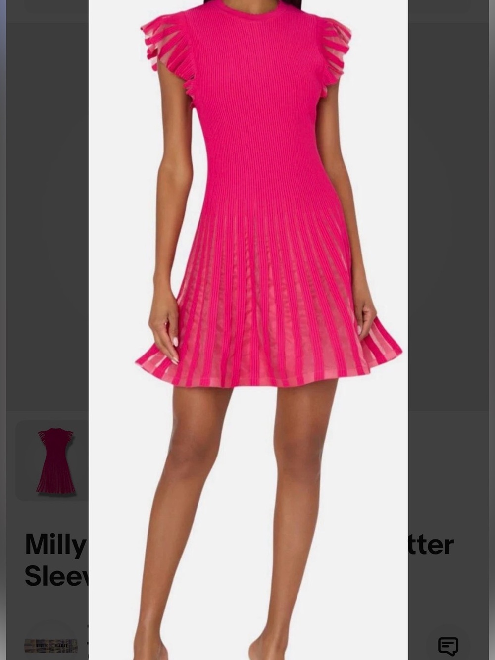 Milly Hot Pink Pleated Mini Dress- NEW